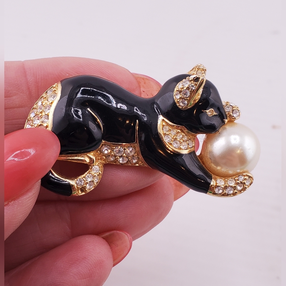 Swarovski Crystal Cat Brooch - Picture 3 of 6